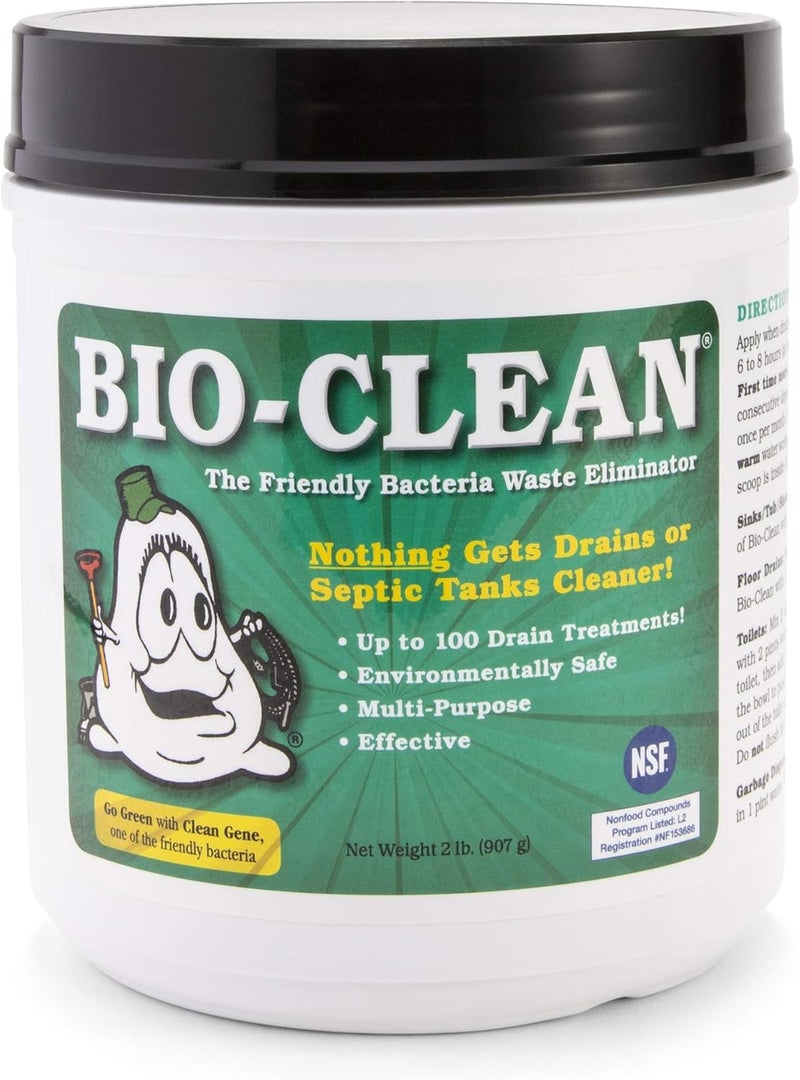BioClean Drain Septic 2# Can Cleans Drains- Septic Tanks - Grease Traps All Natural and 100% Guaranteed No Caustic Chemicals! Removes fats Oil and Grease, Completely Cleans Your System. - Image 1